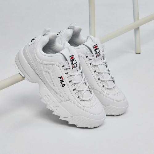 FILA Disruptor II Prenium รองเท้าอัปเปอร์หนังสีขาว